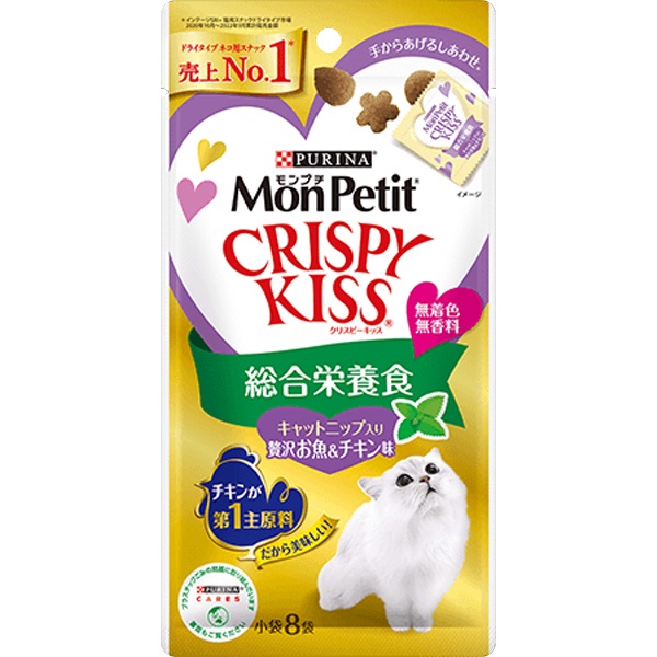 モンプチ クリスピーキッス 総合栄養食 キャットニップ入り 贅沢お魚＆チキン味 24g