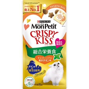 【あす宅】モンプチ クリスピーキッス 総合栄養食 キャットニップ入り 贅沢チキン味 24g