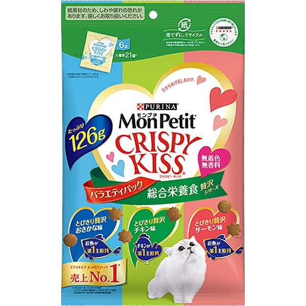 【あす宅】モンプチ クリスピーキッス バラエティパック 総合栄養食 贅沢シリーズ 126g