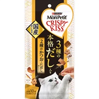 【あす宅】モンプチ クリスピーキッス 3種の本格だし入り 2種のかつお×にぼしだし入り 30g