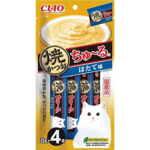 チャオ 焼かつおちゅ～る ほたて味 8g×4本 ［ちゅーる］