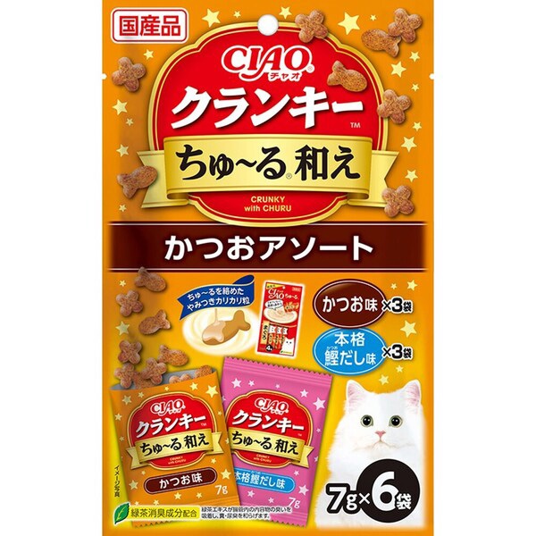 チャオ クランキーちゅ～る和え かつおアソート 7g×6袋［ちゅーる］