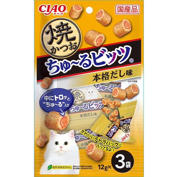 チャオ 焼かつおちゅ～るビッツ 本格だし味 12g×3袋［ちゅーる］