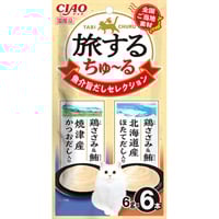 チャオ 旅するちゅ～る 魚介旨だしセレクション 6g×6本入り（3本×2種） ［ちゅーる］
