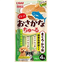 いなば まるっとおさかなちゅ～る まぐろ・かつお 緑黄色野菜 14g×4本［ちゅーる］