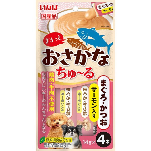 いなば まるっとおさかなちゅ～る まぐろ・かつお サーモン 14g×4本［ちゅーる］