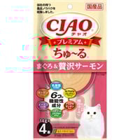 チャオ プレミアムちゅ～る まぐろ＆贅沢サーモン 14g×4本 ［ちゅーる］