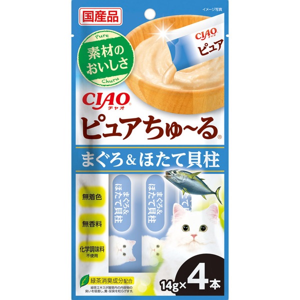 チャオ ピュアちゅ～る まぐろ＆ほたて貝柱 14g×4本 ［ちゅーる