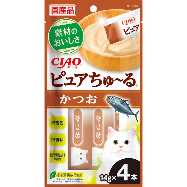 チャオ ピュアちゅ～る かつお 14g×4本 ［ちゅーる］