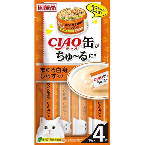 チャオ缶ちゅ～る まぐろ白身 しらす入り 14g×4本 ［ちゅーる］