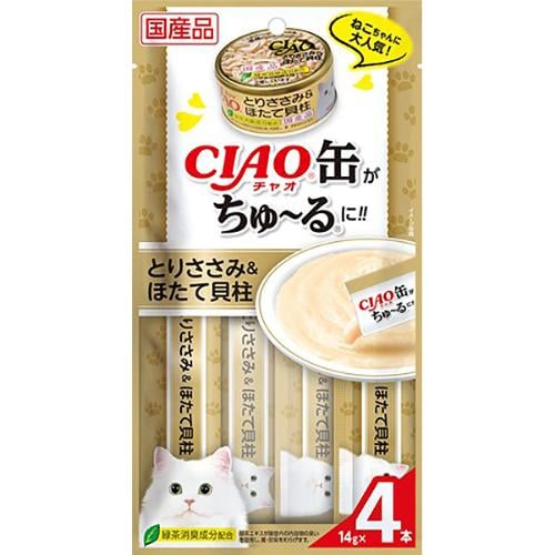 チャオ缶ちゅ～る とりささみ＆ほたて貝柱 14g×4本 ［ちゅーる］