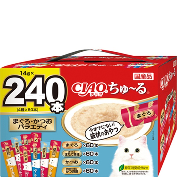 【なくなり次第終了】チャオ ちゅ～る まぐろ・かつおバラエティ 14g×240本（4種×60本） ［ちゅーる］