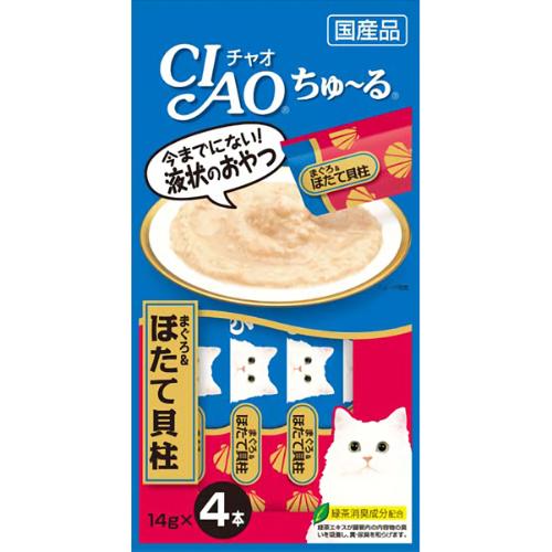 【あす宅】チャオ ちゅ～る まぐろ＆ほたて貝柱 4本入り（14g×4本） [ちゅーる]
