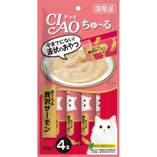 【あす宅】チャオ ちゅ～る まぐろ＆贅沢サーモン 14g×4本［ちゅーる］