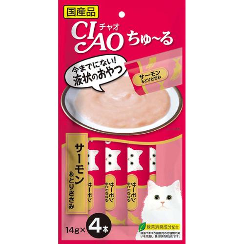 チャオ ちゅ～る サーモン＆とりささみ 14g×4本 ［ちゅーる］