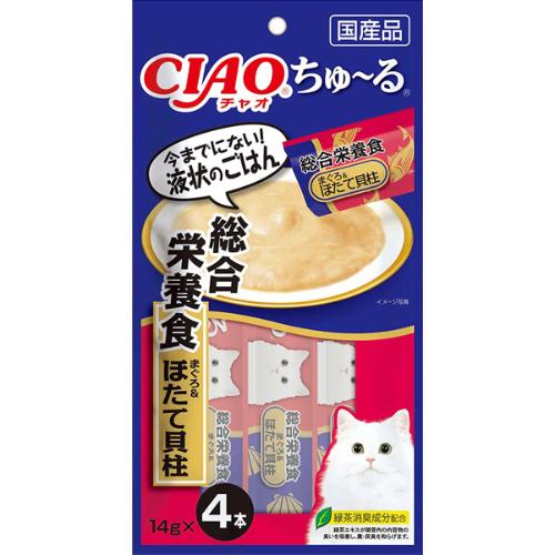 チャオ ちゅ～る 総合栄養食 まぐろ＆ほたて貝柱 14g×4本［ちゅーる］