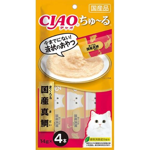 チャオ ちゅ～る まぐろ＆国産真鯛 14g×4本 ［ちゅーる］