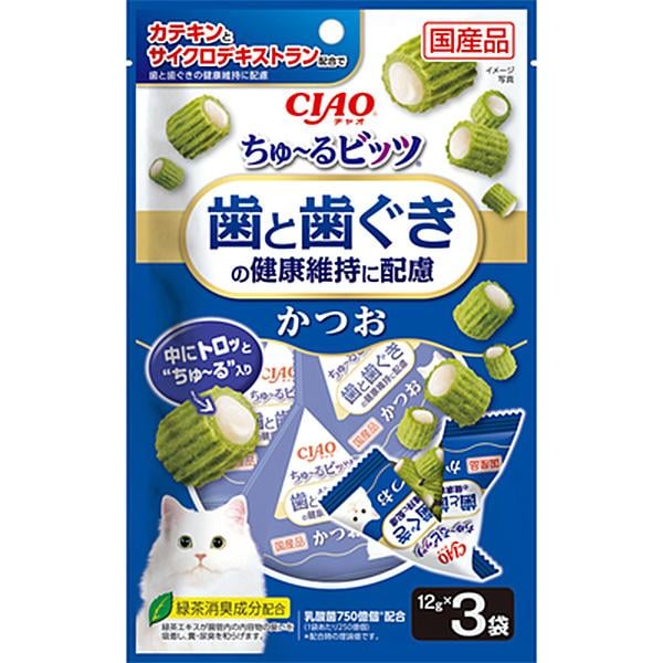 チャオ ちゅ～るビッツ 歯と歯ぐきの健康維持に配慮 かつお 12g×3袋 ［ちゅーる］