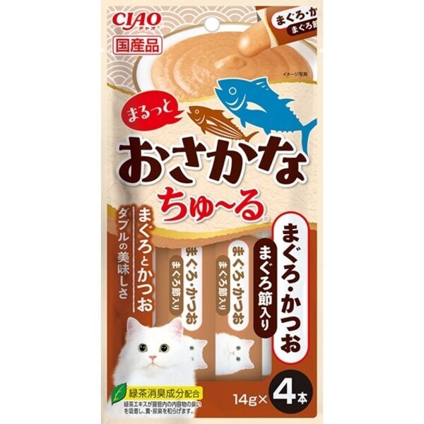 チャオ まるっとおさかなちゅ～る まぐろ・かつお まぐろ節 14g×4本 ［ちゅーる］