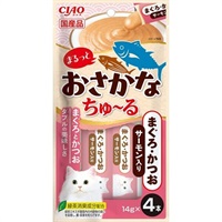 チャオ まるっとおさかなちゅ～る まぐろ・かつお サーモン節 14g×4本 ［ちゅーる］
