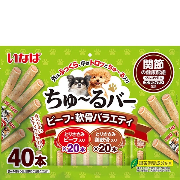 いなば ちゅ～るバー ビーフ・軟骨バラエティ 関節の健康配慮 40本入り［ちゅーる］