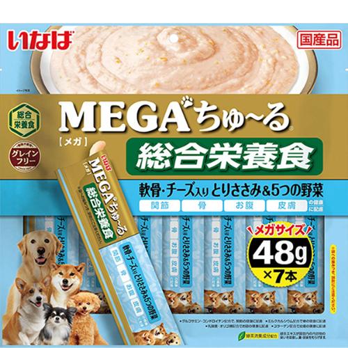 いなば MEGA ちゅーる 軟骨チーズ入とりささみ＆5つの野菜 48g7本×16 いなば MEGAちゅ～る 犬用 軟骨・チーズ入り とりささみ＆5つの野菜