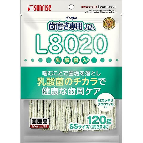 ゴン太の歯磨き専用ガム L8020乳酸菌入り クロロフィル入り SSサイズ 120g（約30本）