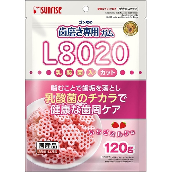 ゴン太の歯磨き専用ガム L8020乳酸菌入り カット いちごミルク味 120g
