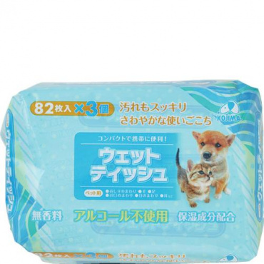 【あす宅】ペット用ウェットティッシュ 82枚×3個