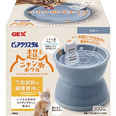 ピュアクリスタル 超ニャン水ボウル ブルー 300mL