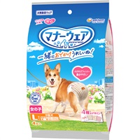 【あす宅】マナーウェア 女の子用 中型犬用 Lサイズ 4種のデザインパック 4枚