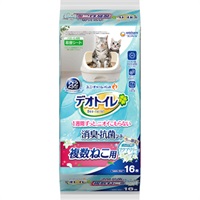 【なくなり次第終了】【あす宅】デオトイレ 複数ねこ用ふんわり香る消臭・抗菌シート アクアリリーの香り 16枚
