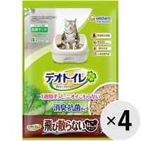 【あす宅】【ケース販売】デオトイレ 消臭・抗菌チップ天然木 飛び散らないねこ型チップ 4L×4袋