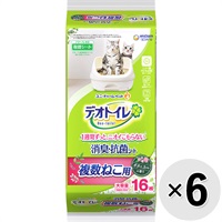 【あす宅】【ケース販売】デオトイレ 複数ねこ用ふんわり香る消臭・抗菌シート ボタニカルの香り 16枚×6袋