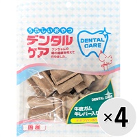 【セット販売】うれしいおやつ デンタルケア 牛皮ガム 牛レバー入り なみ型 100g×4コ