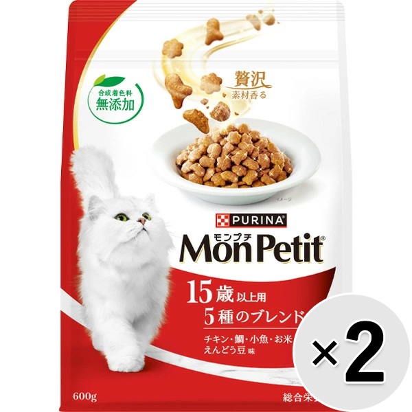 【あす宅】【セット販売】モンプチ バッグ 15歳 5種のブレンド 600g×2コ