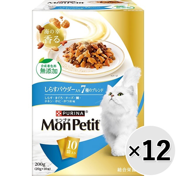 【あす宅】【ケース販売】モンプチ ボックス しらすパウダー入り 7種のブレンド 200g×12コ