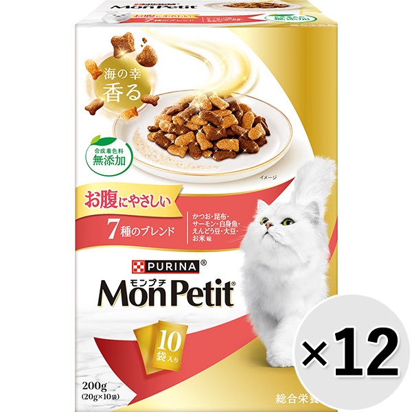 【あす宅】【ケース販売】モンプチ ボックス お腹にやさしい 7種のブレンド 200g×12コ