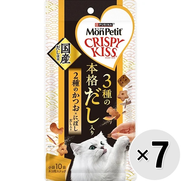 【あす宅】【セット販売】モンプチ クリスピーキッス 3種の本格だし入り 2種のかつお×にぼしだし入り 30g×7コ