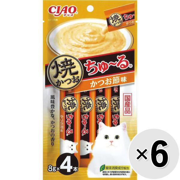 【セット販売】チャオ 焼かつおちゅ～る かつお節味 （8g×4本）×6コ ［ちゅーる］