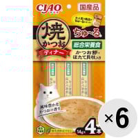 【セット販売】チャオ 焼かつおディナーちゅ～る かつお節・ほたて貝柱入り （14g×4本）×6コ［ちゅーる］