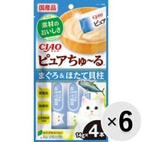 【セット販売】チャオ ピュアちゅ～る まぐろ＆ほたて貝柱 （14g×4本）×6コ ［ちゅーる］
