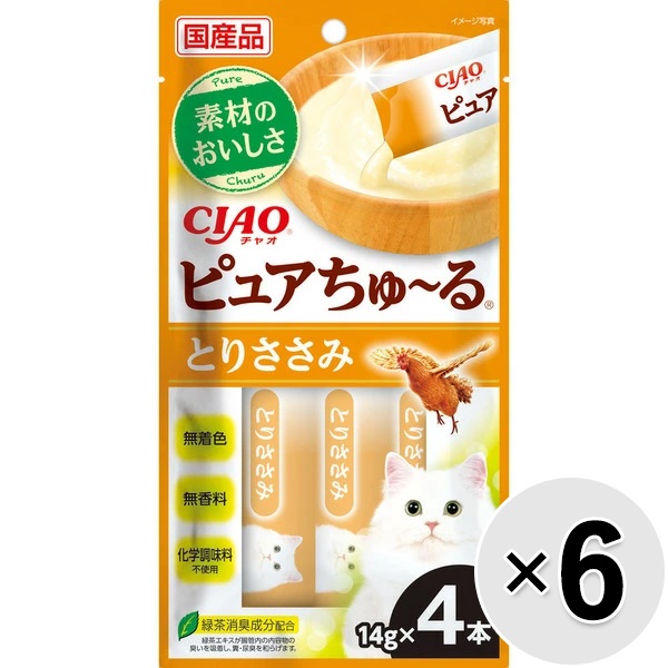 【セット販売】チャオ ピュアちゅ～る とりささみ （14g×4本）×6コ ［ちゅーる］