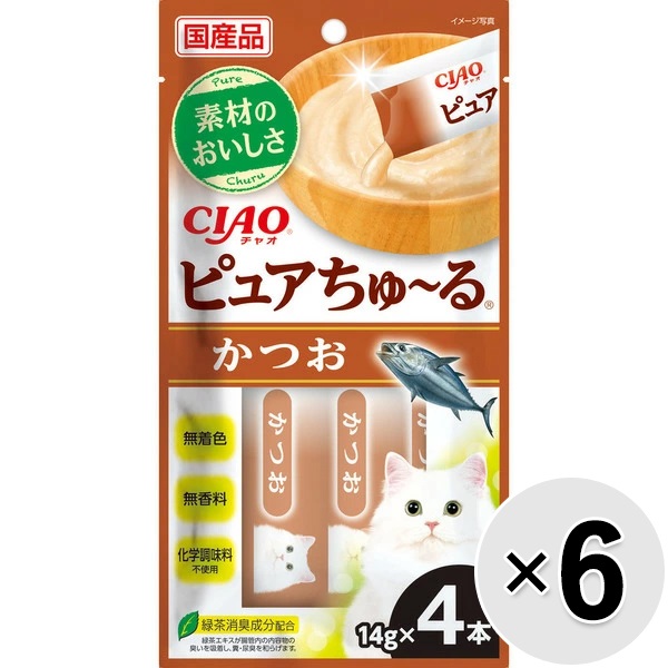 【セット販売】チャオ ピュアちゅ～る かつお （14g×4本）×6コ ［ちゅーる］