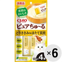 【セット販売】チャオ ピュアちゅ～る とりささみ＆ほたて貝柱 （14g×4本）×6コ ［ちゅーる］