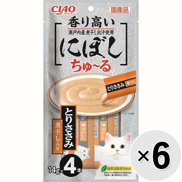 【セット販売】チャオ にぼしちゅ～る とりささみ 煮干入り （14g×4本）×6コ ［ちゅーる］
