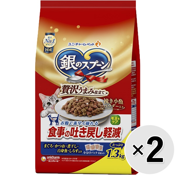 お魚のうまみをギュッと閉じ込めた粒に、かつお節・挽き小魚入りの豊かな美味しさ。独自の食物繊維配合技術で、お腹の中で粒がすばやくふやけて崩れるので、ドライフードを粒のまま吐き戻すことを軽減します。※軽減