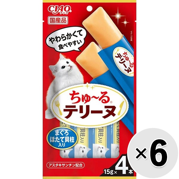【セット販売】チャオ ちゅ～るテリーヌ まぐろ ほたて貝柱入り （15g×4本）×6コ ［ちゅーる］