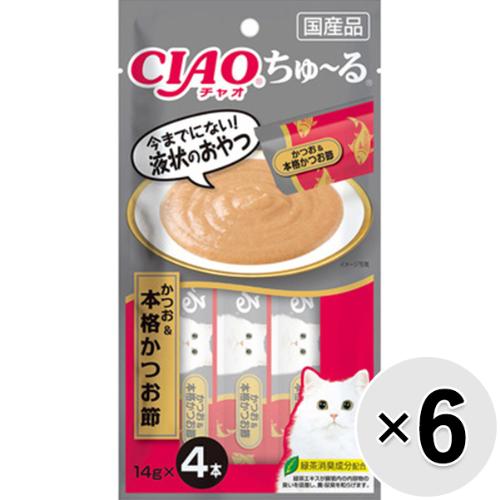 【セット販売】チャオ ちゅ～る かつお＆本格かつお節 （14g×4本）×6コ ［ちゅーる］