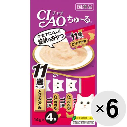 【あす宅】【セット販売】チャオ ちゅ～る 11歳からのとりささみ （14g×4本）×6コ [ちゅーる]